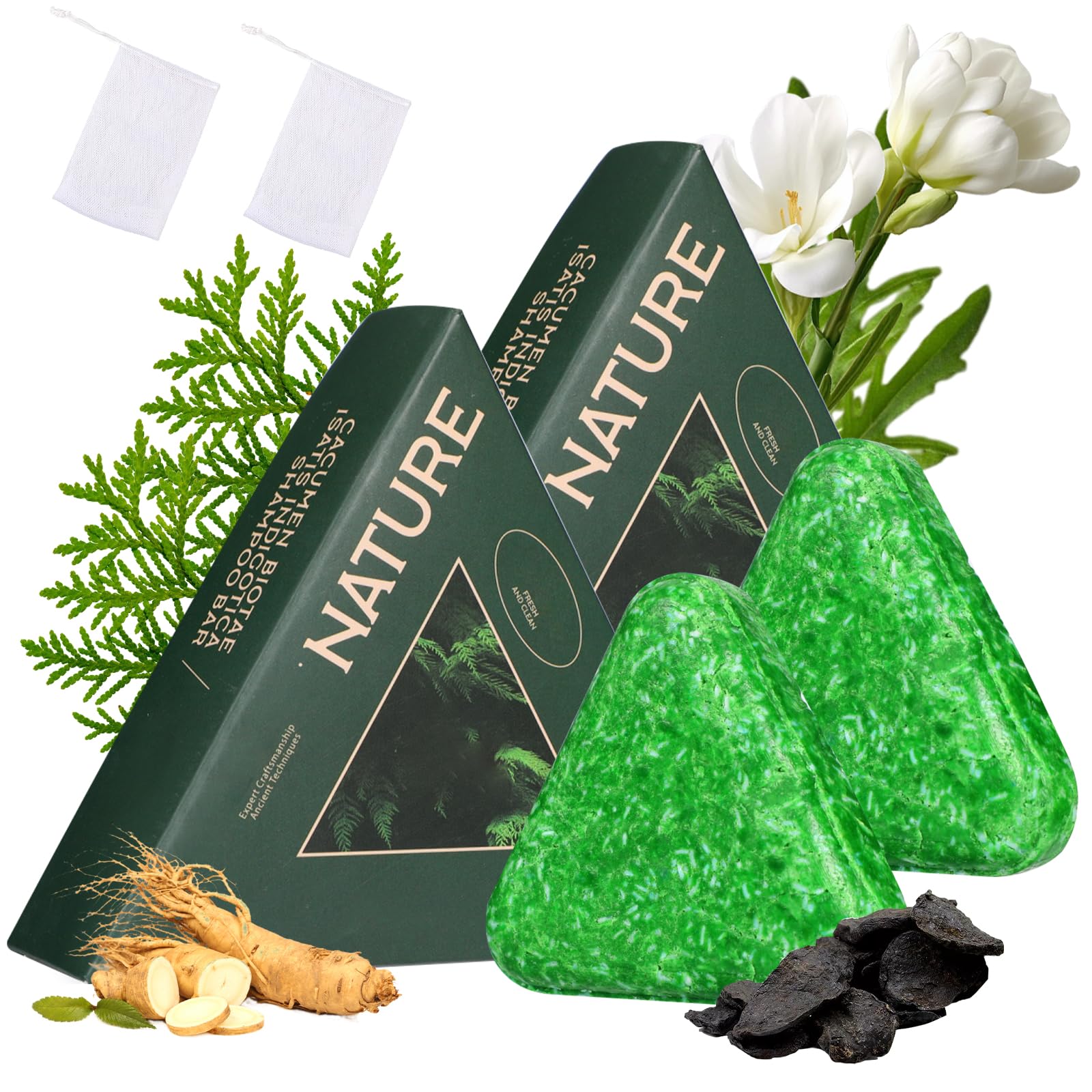 Amazon.com : QnmtShna 2 Pcs Nature Triangle Shampoo Bar,Nature