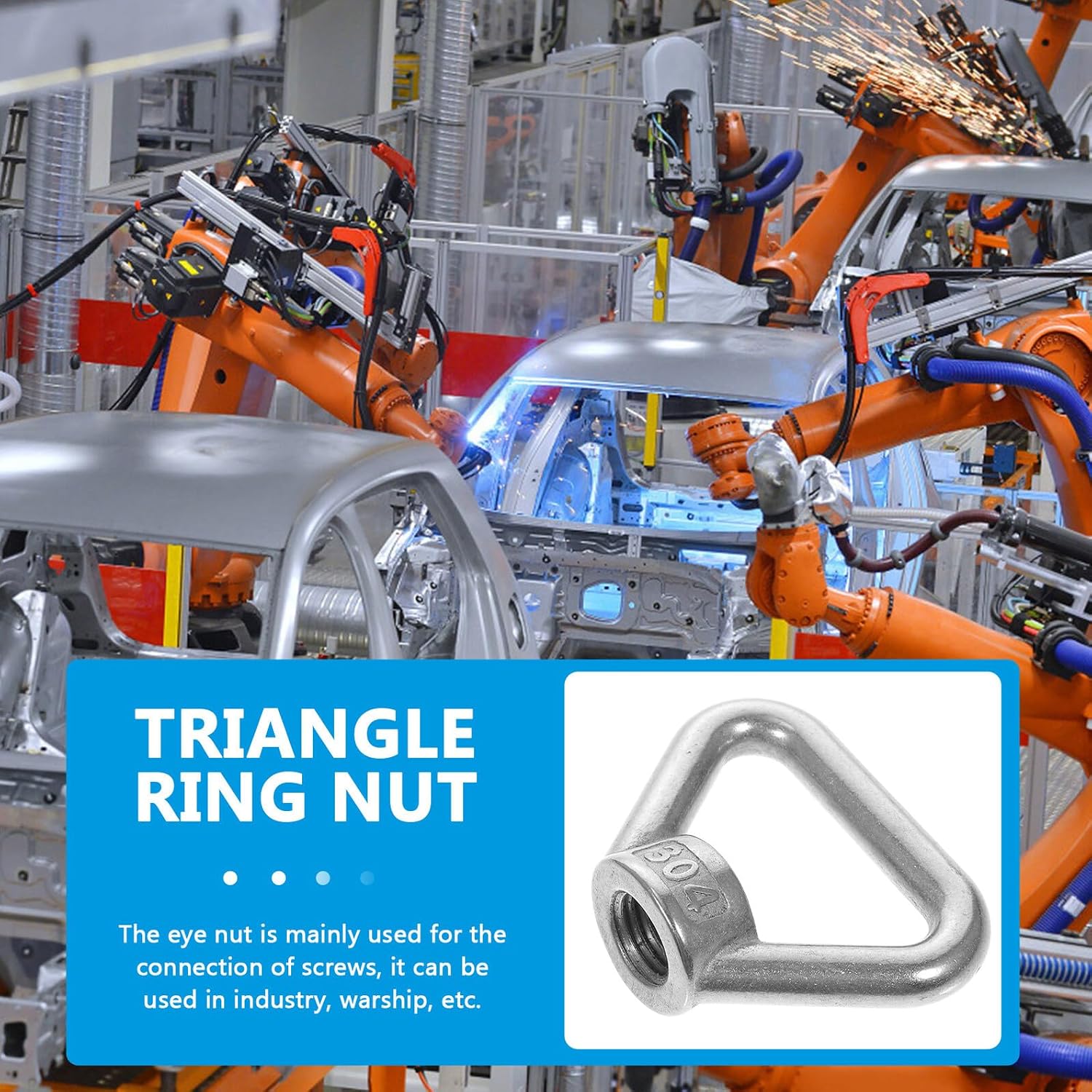 Lifting Eye Nut Stainless Steel Tie Down Rings Triangular Design High Tensile Strength Anti-Rotation for Kayak Accessories and Automotive Transportation