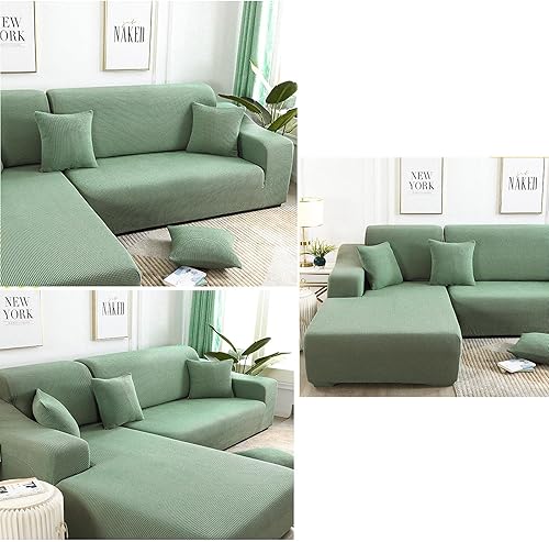 Miniatura 8 de Funda elástica para sofá en forma de L, protector de muebles seccionales, funda de sofá duradera y antideslizante, funda elástica en forma de L, 3