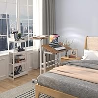 Vista 4 de DlandHome Escritorio móvil de pie, escritorio con ruedas, escritorio para sentarse, escritorio de computadora móvil, escritorio de pie ajustable