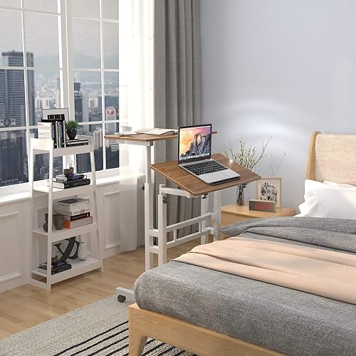 Miniatura 4 de DlandHome Escritorio móvil de pie, escritorio con ruedas, escritorio para sentarse, escritorio de computadora móvil, escritorio de pie ajustable,