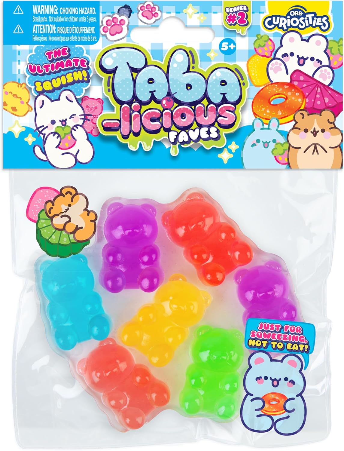 ORB Tabalicious Faves TABA Squishy Food Gummy Bears Candy Toy - Soft, Sticky Play Food TABA Squishies to Squish, Squeeze - Fun Stress Relief - Kawaii Sensory Fidget Toys and Gifts for Kids and Adults