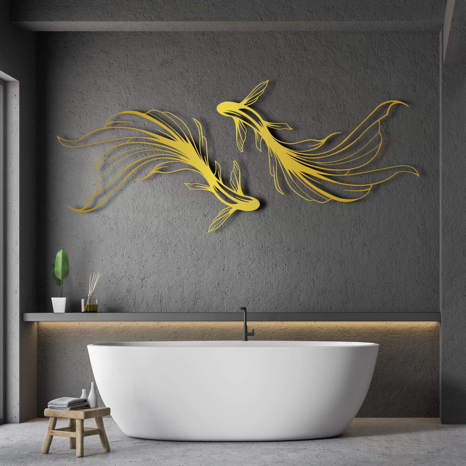 Tandefio 4 Decorazioni Da Parete In Metallo A Forma Di Pesce Koi, 30x16 Cm, Design Feng Shui, Per Esterni E Interni - 5