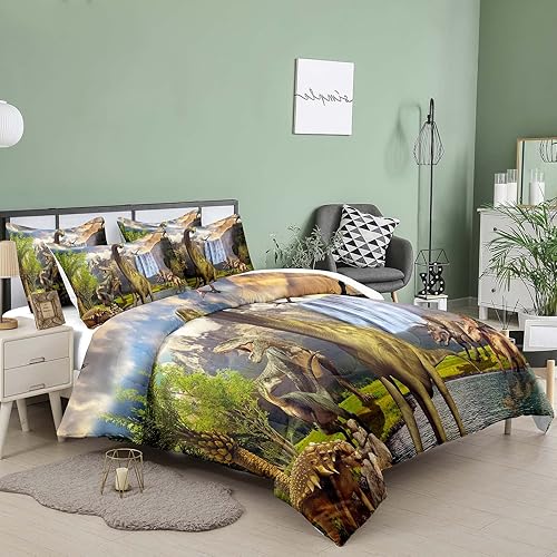 Miniatura 2 de Tailor Shop Juego de edredón de dinosaurio para niños, tamaño individual, juegos de ropa de cama de dinosaurios para niños y adolescentes, juegos de