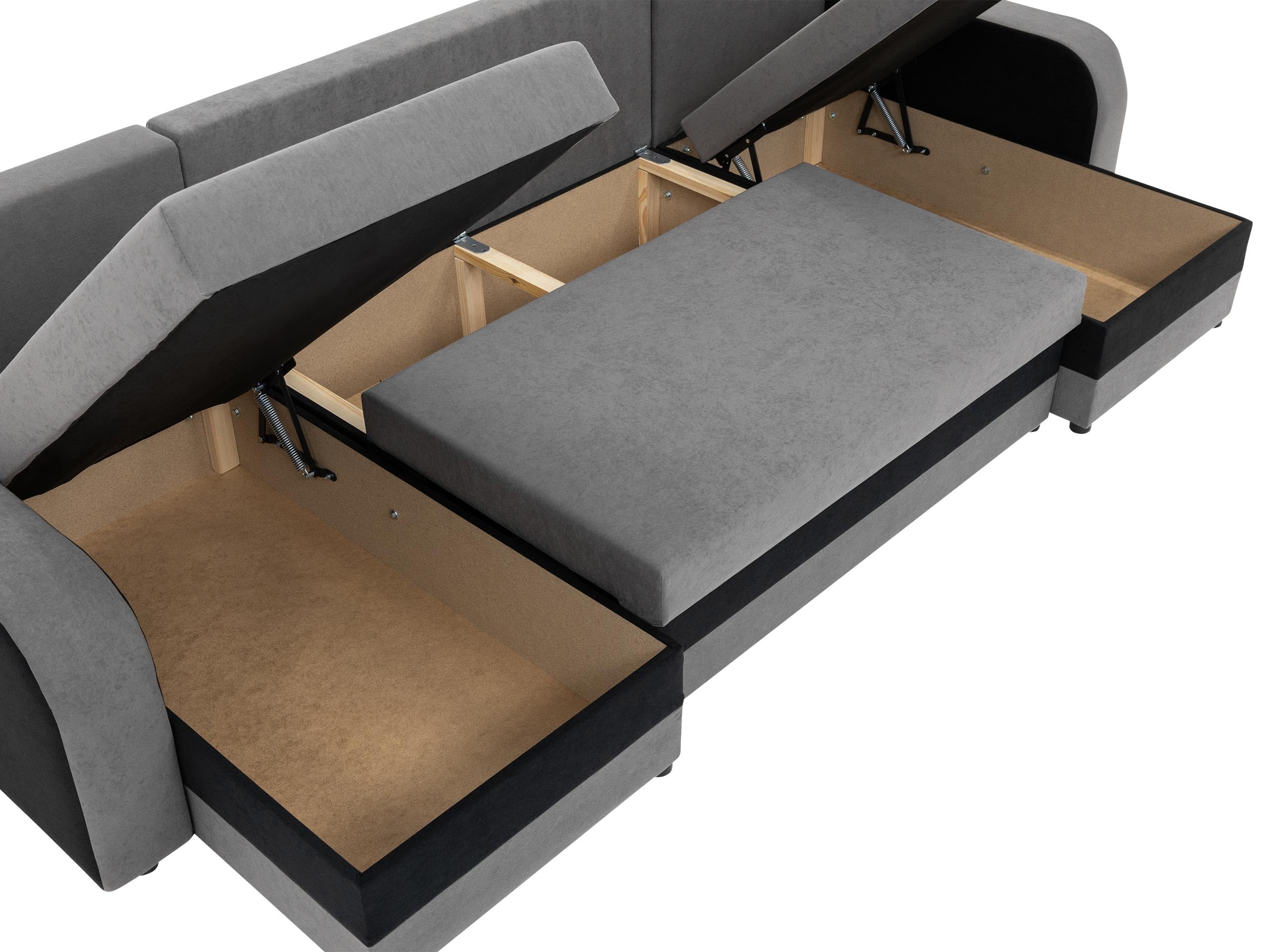 Mirjan24 Ecksofa Kristofer U, Design Eckcouch Couch mit Schlaffunktion, DREI Bettkasten, Wohnlandschaft, Bettfunktion, U-Form Sofa, Seite Universal, Farbauswahl (Margo 227.09)