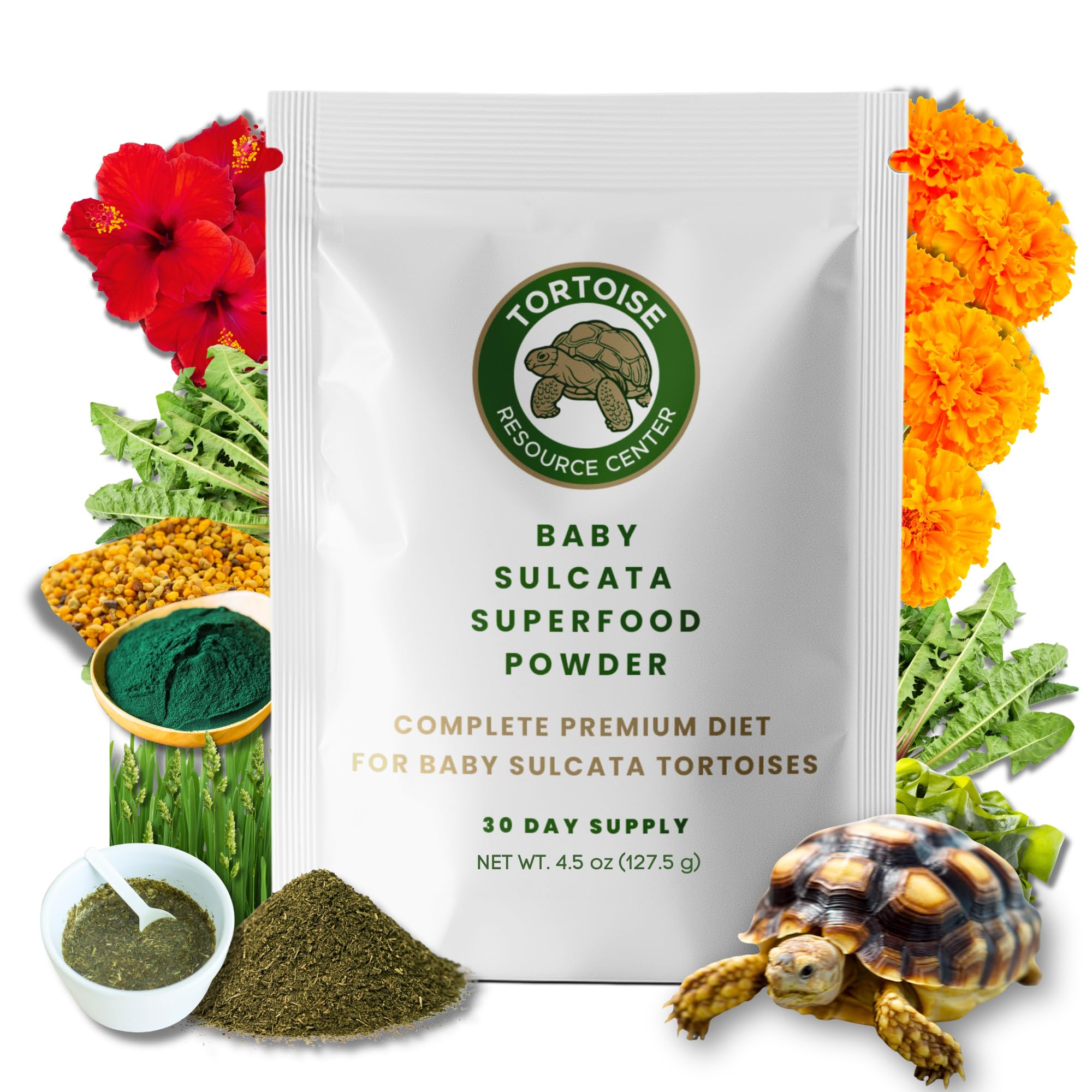 Tortoise Resource Center Alimento para tartarugas Sulcata filhotes com probióticos, 126 g