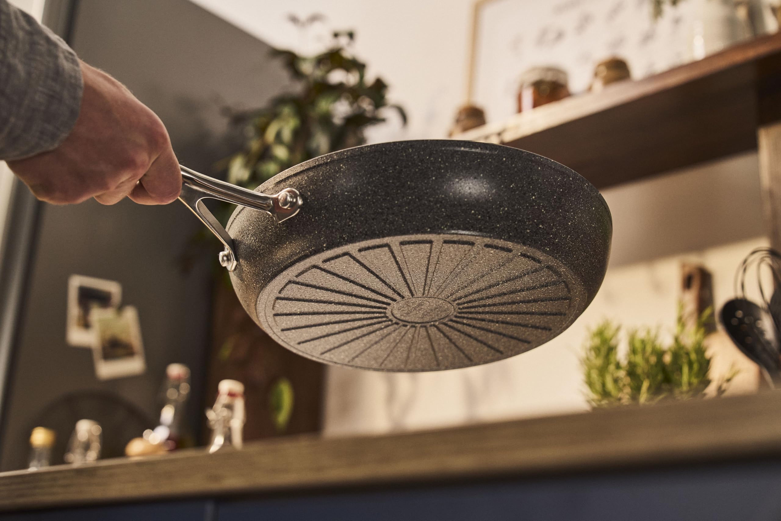 BALLARINI Salina Bratpfanne 24 cm, Keramik-Antihaftbeschichtung, Induktionsgeeignet, Für alle Herdarten, Aluminium, Grau