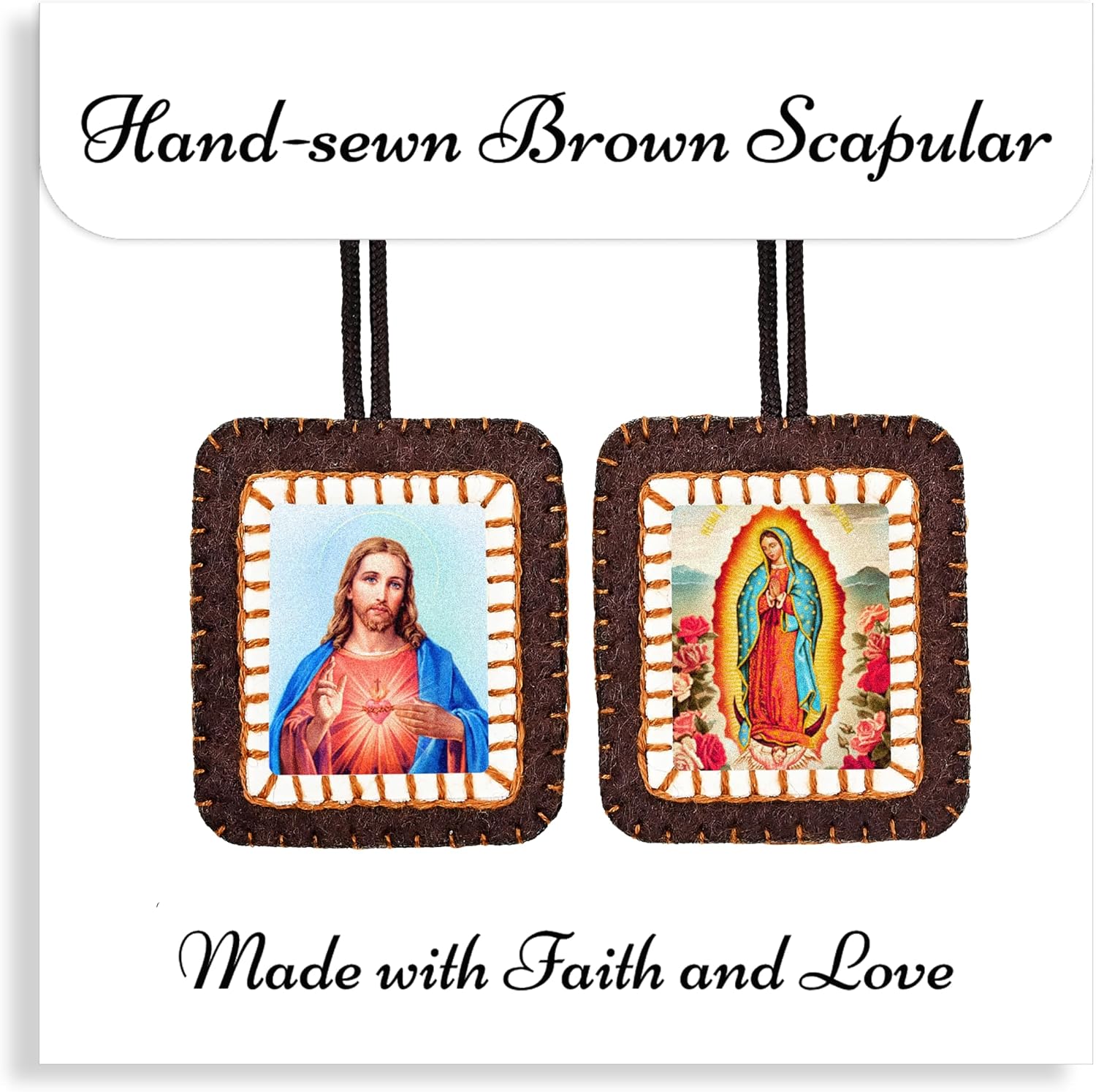 Scapulars Católico Virgen de Guadalupe y Sacred Heart of Jesus - Relieve y Grabado Sacro