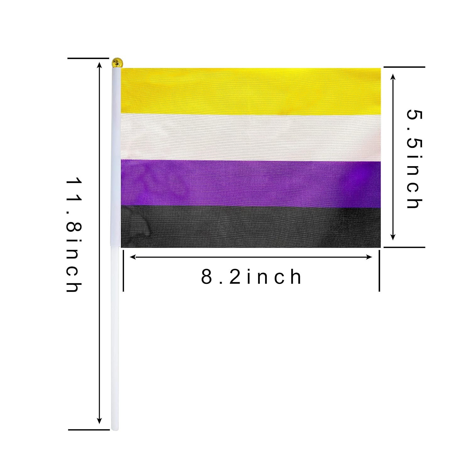 Kind Girl 50 Pack Nonbinary Rainbow Pride Flag Small Mini Flag Hand Held Flag Stick Flag USA American Rainbow Flag,Non-Binary Party Decorations Supplies for Parades,Rainbow Festival - Image 4