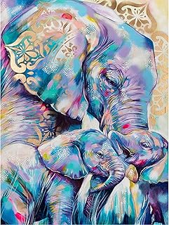 Eiazuiks Stamping Cross Stitch Kit, Elephant Counting Cross Stitch Kit for Adult Beginners, Full Line DIY Cross Stitch Stitching Kit for Home Decor Cross Stitch Patterns 11.8x15.7 inches