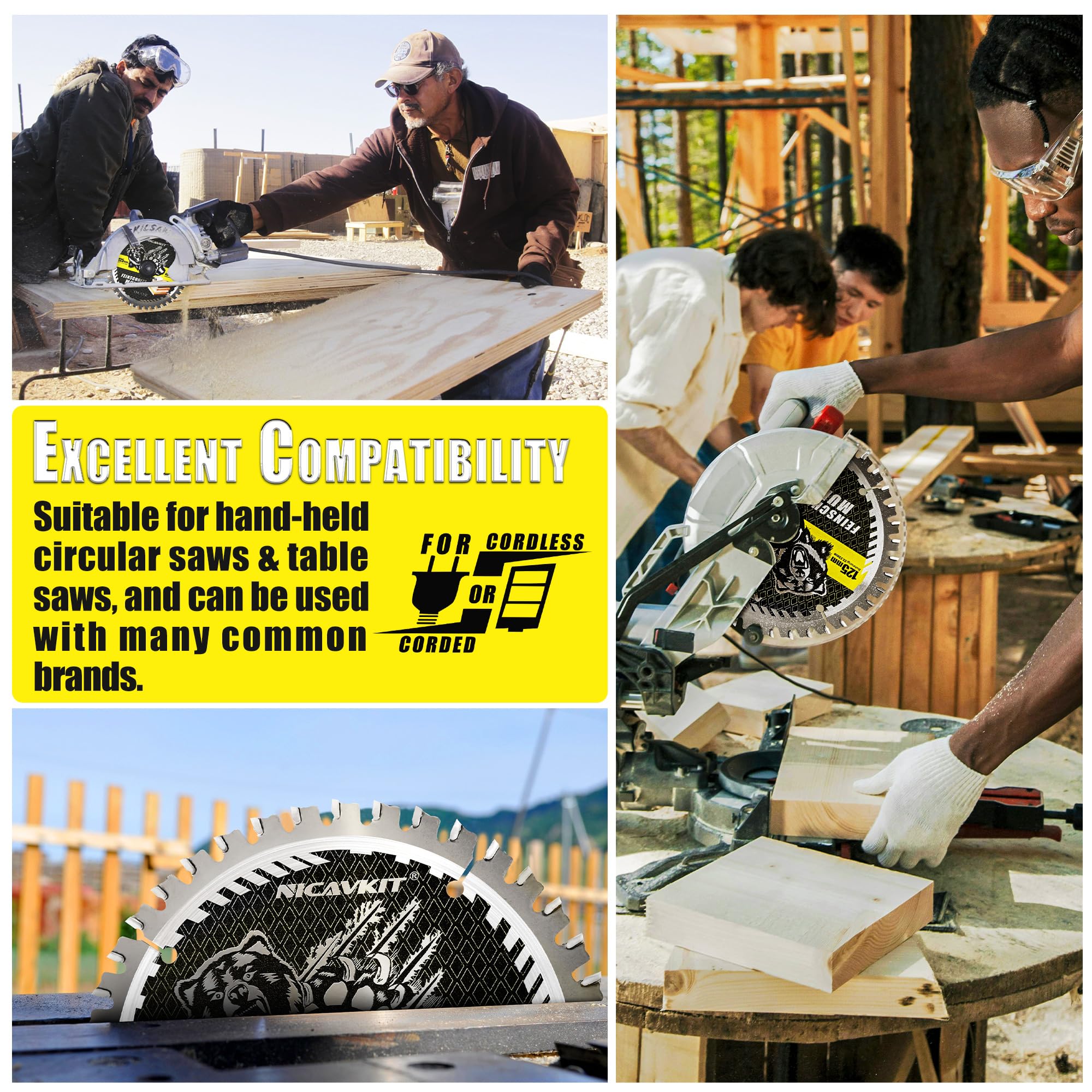 Hoja de sierra circular de 125 x 22.23 mm de diámetro para madera, metal y aluminio, etc. Disco de Corte multimaterial 125 x 22.23 mm, compatible con Bosch, Makita y Dewalt, etc.