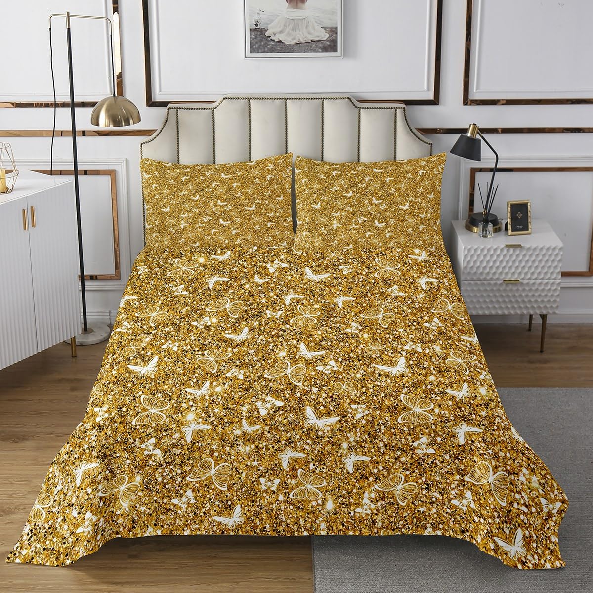 Feelyou Butterfly Bedspread Twin Size Girl Butterfly Coverlet Set Yellow Print Quilt Set Star Pastel Decor Bedding Collection for Boys Girls Kids Adults