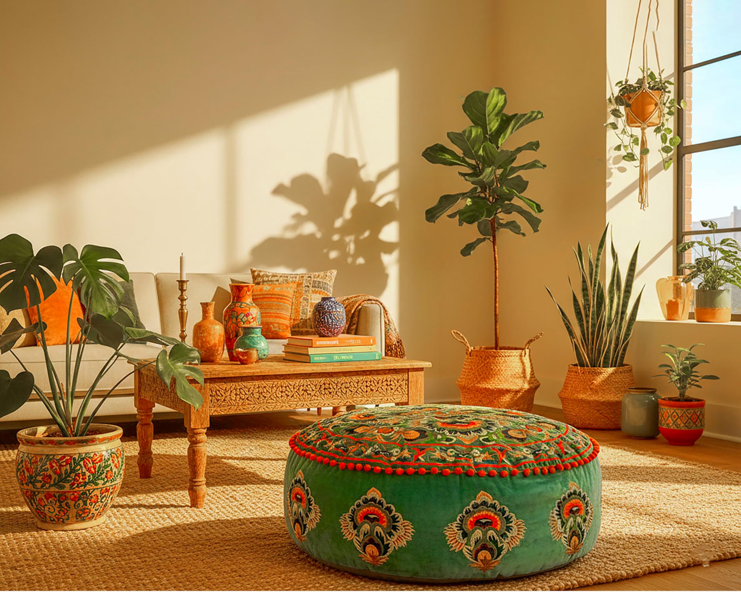 Mandala Life ART Fodera per cuscino da pavimento rotondo bohémien - 60 cm - 100% cotone - Custodia pouf per pouf per soggiorno, camera da letto, patio e altro