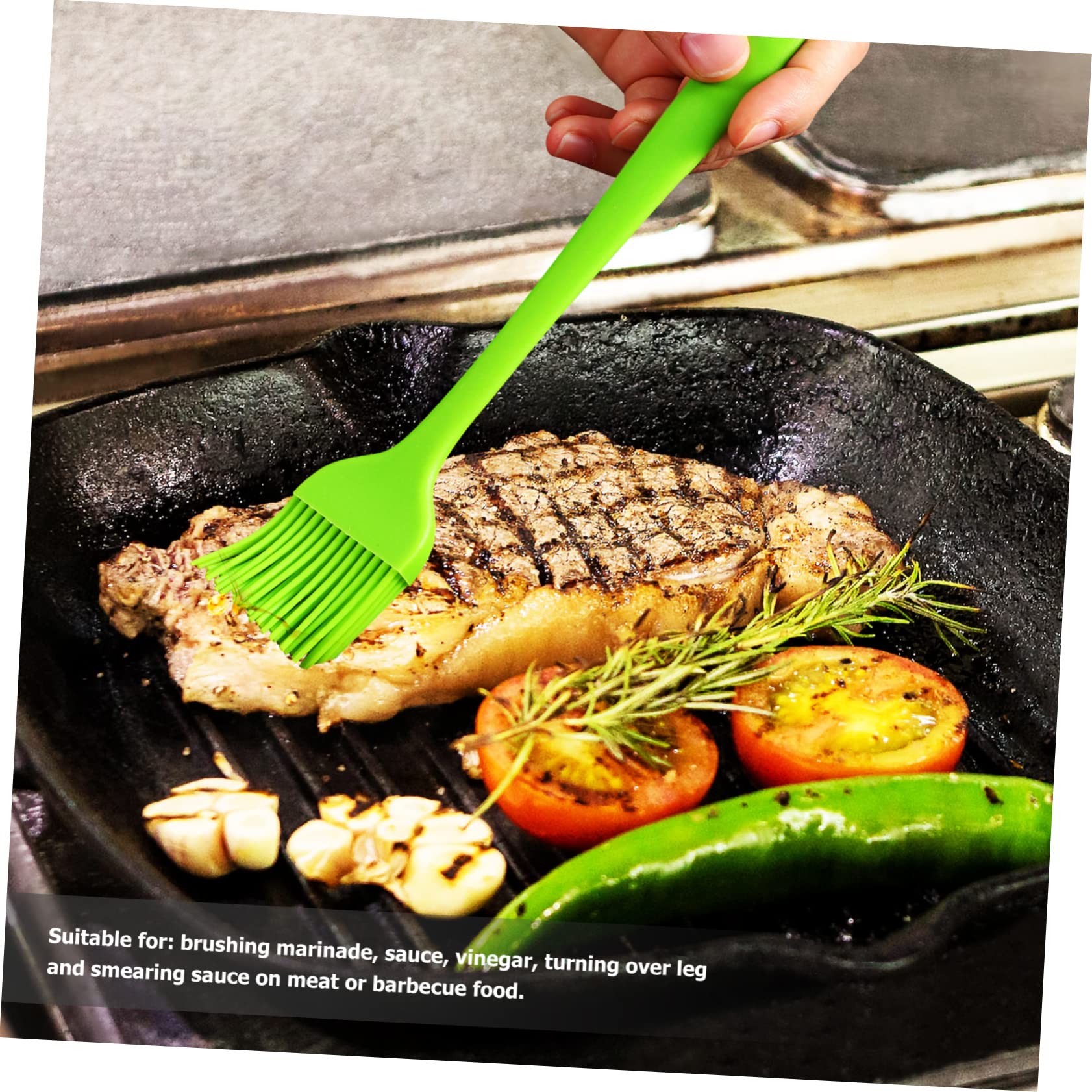 OUNONA 6pcs Heat Resistant Silicone Basting Brush Kitchen Utensils for Baking Grilling Barbecue Lightweight Comfortable Grip with Hanging Design for Sauces Marinades