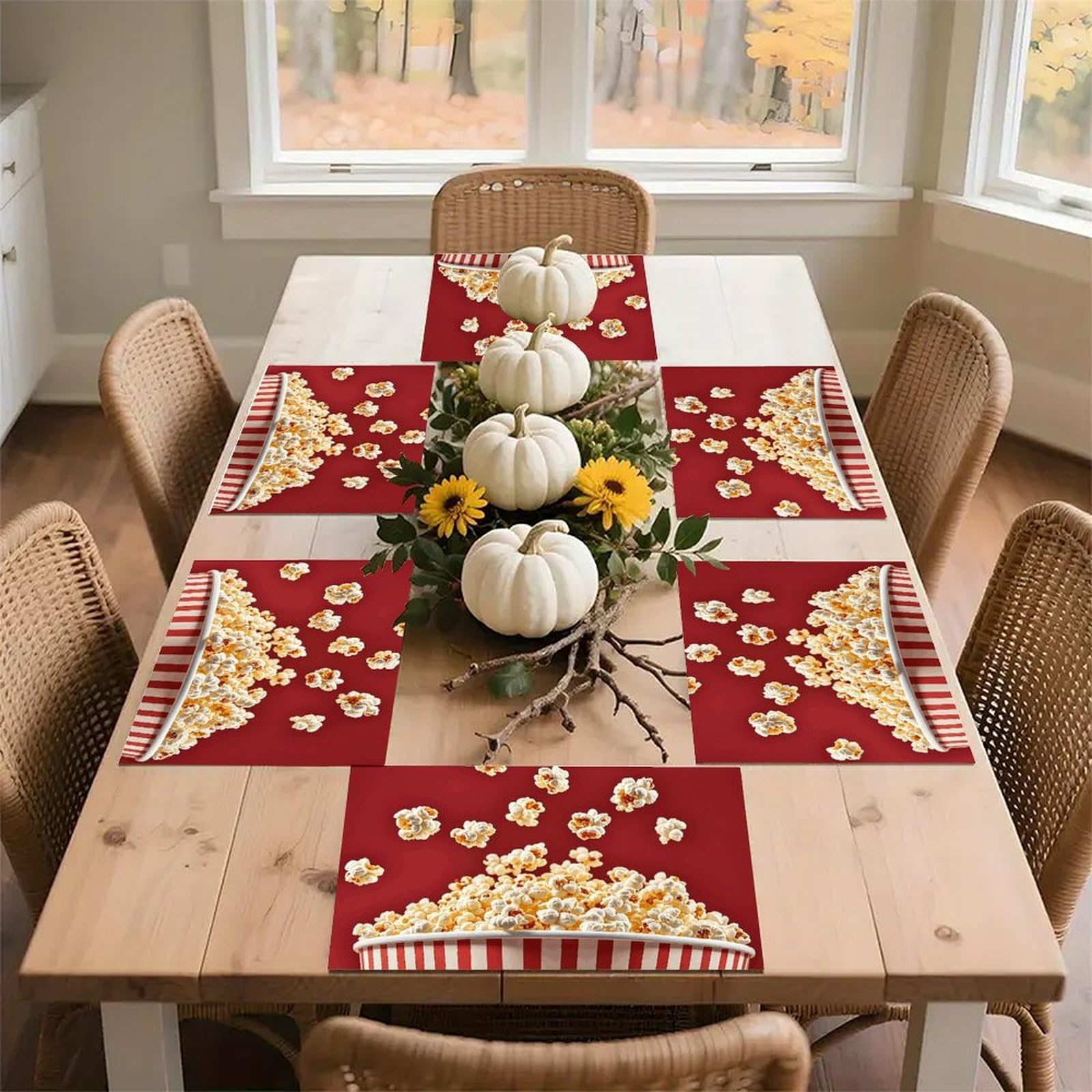 Popcorn Place Mat for Restaurant, Portable Table Mat for Kitchen, Anti-Slip Placemats for Home, Fashionable Place Mats for Wedding, Party, Hotels, Apartments 30x45cm*6