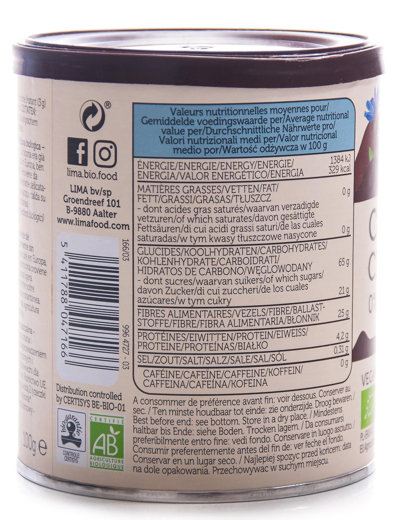 LIMA ACHICORIA INSTANTANEA 100G Bio, Negro, Único, negro