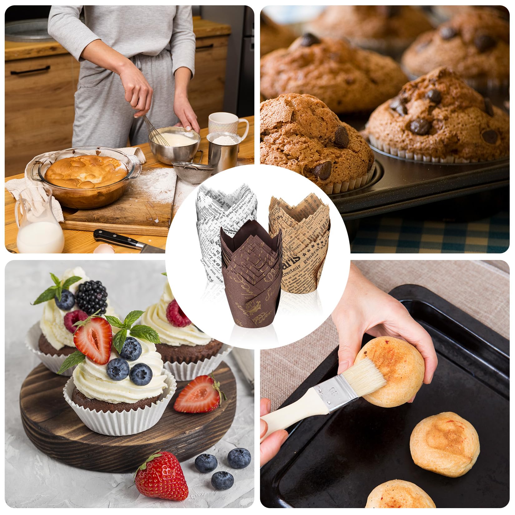 MYHongLe 150 caissettes en papier tulipe pour muffins cupcakes mariage anniversaire fête