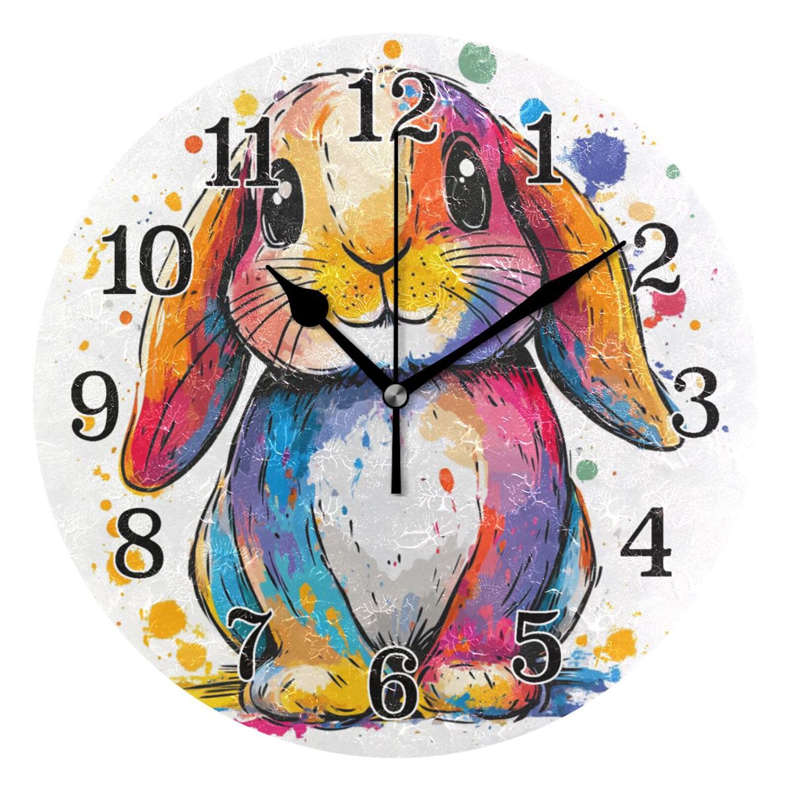Horloge murale ronde lapin silencieuse pour éliminer le tic-tac stressant dans votre bureau