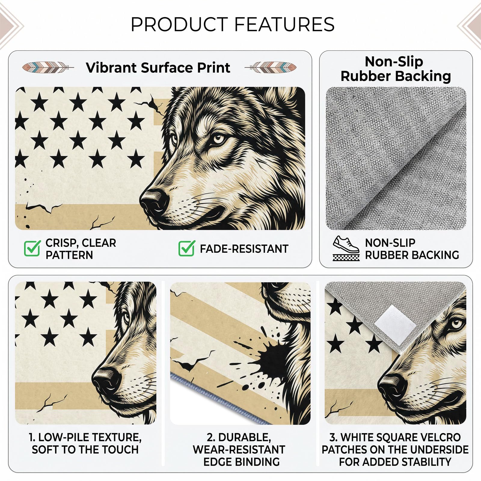 Générique Drapeau National Tête De Loup Doux Tapis 120x170 cm