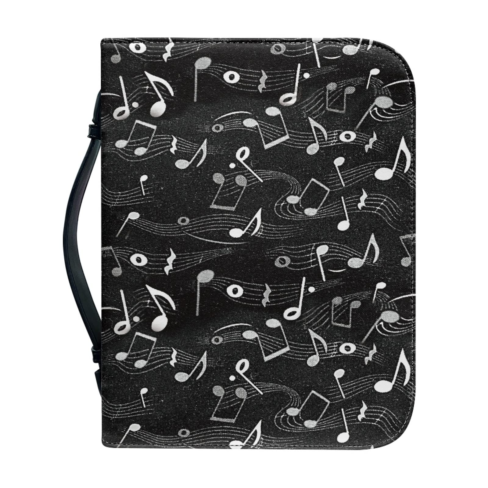 Kuiaobaty Music Lover Book Cover PU Leather Zipper Notebook Case with Pen Pocket, Music Notes Planner Accessories for Travel School Office — image 1
