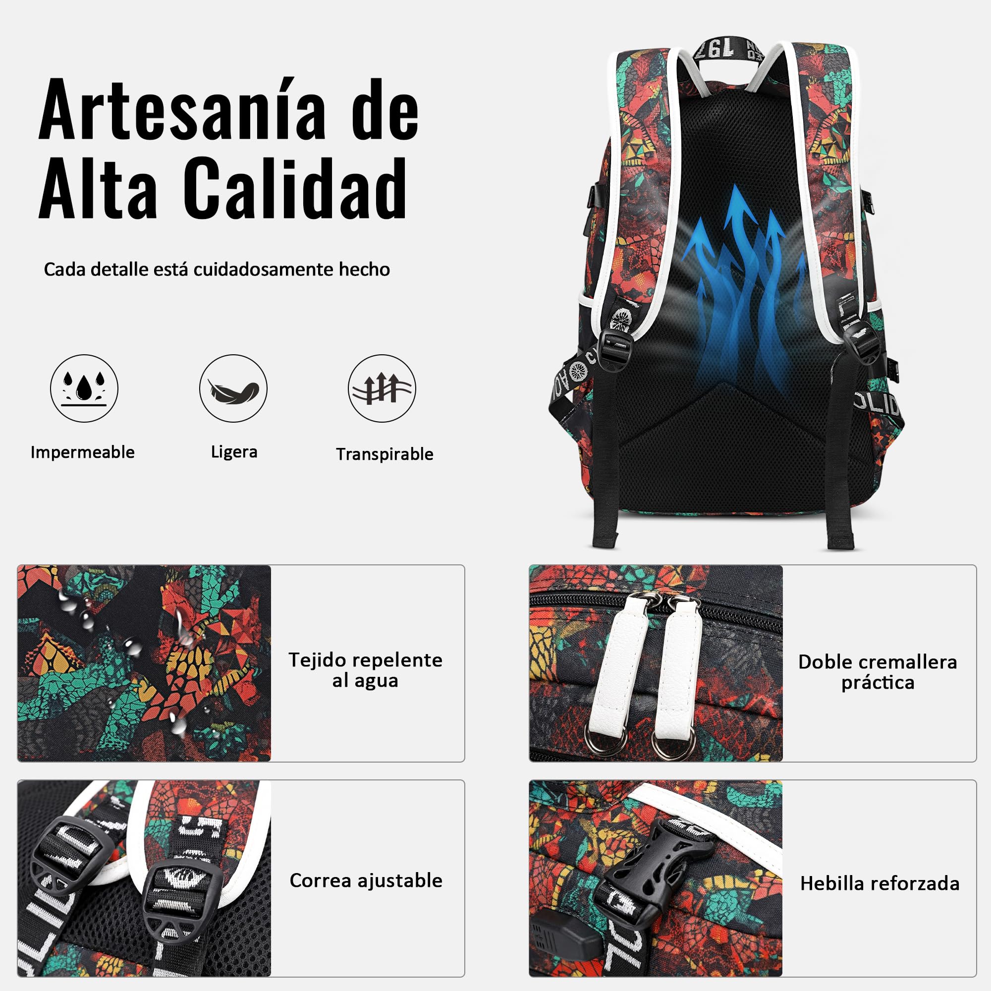 Hombres Mochila para Portátil Juveniles Mochila Escolar Adapta a Portátiles 14 Pulgadas Mochila de Negocioscon Puerto de Carga USB Trabajar Viaje Conmutar Causal Mochila Rojo