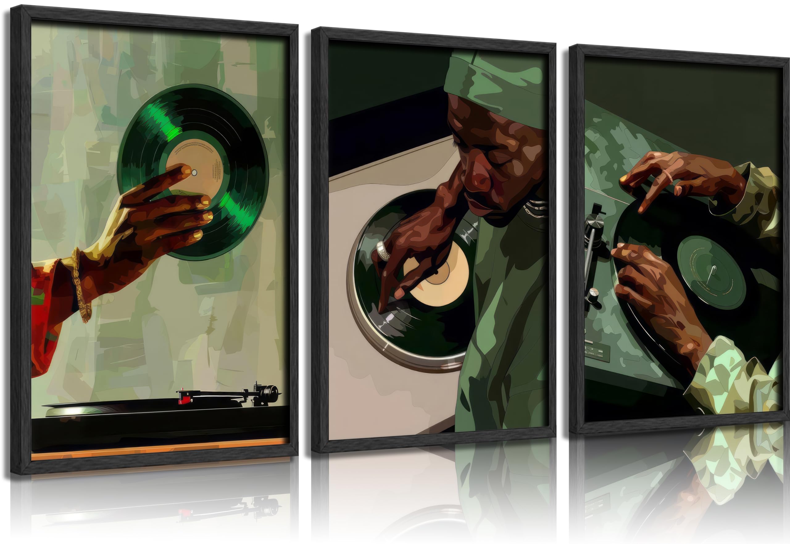 KKP Black Men Wall Art African American DJ Painting Pictures Wall Decor Hip Hop Posters Modern Music Theme Prints Artwork for Mens Apartment Dorm