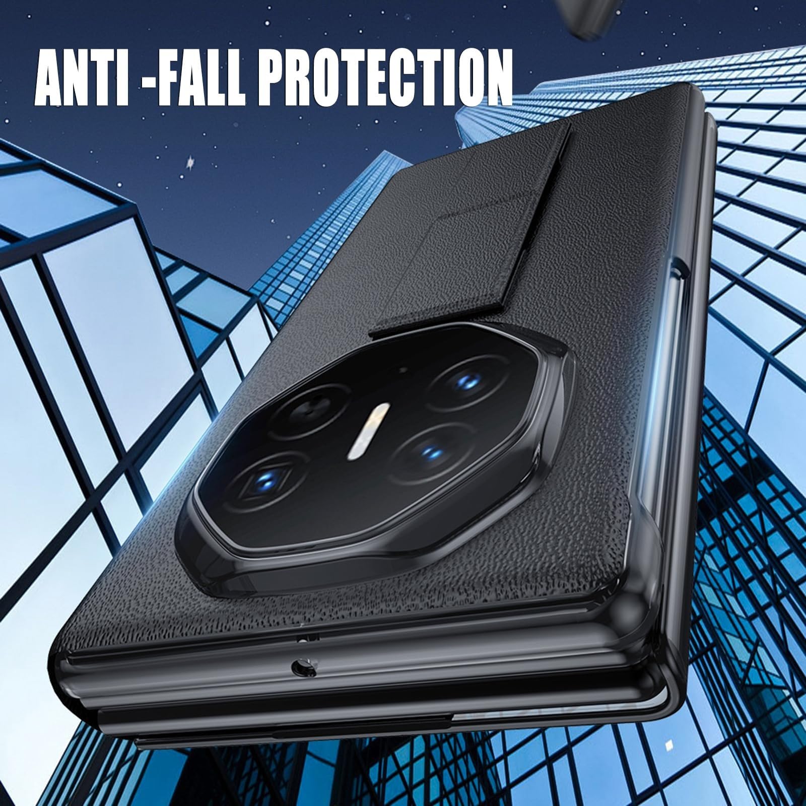 Housse Portefeuille 360° Pour Huawei Mate Xs – Cuir Synthétique Noir, Protection Complète, Neuve