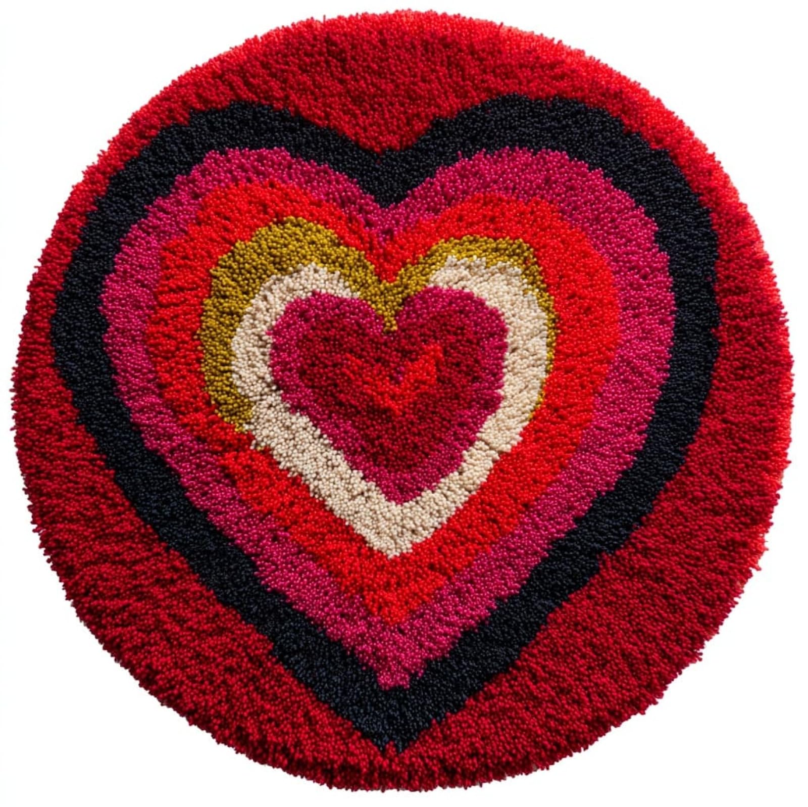 WallustrioaW Latch Hook Rug Kits for Adults,Love,Crochet Kits for Beginners,DIY Cross Stitch Cushion Craft with Yarn and Crochet Hook,50x50cm