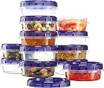 PLASTICPRO 6 Pack Twist Cap Food Storage Containers with Blue Screw on Lid- 4 oz Reusable Meal Prep Containers - Small Freezer Containers Microwave Safe Blue Plastic Food Storage
