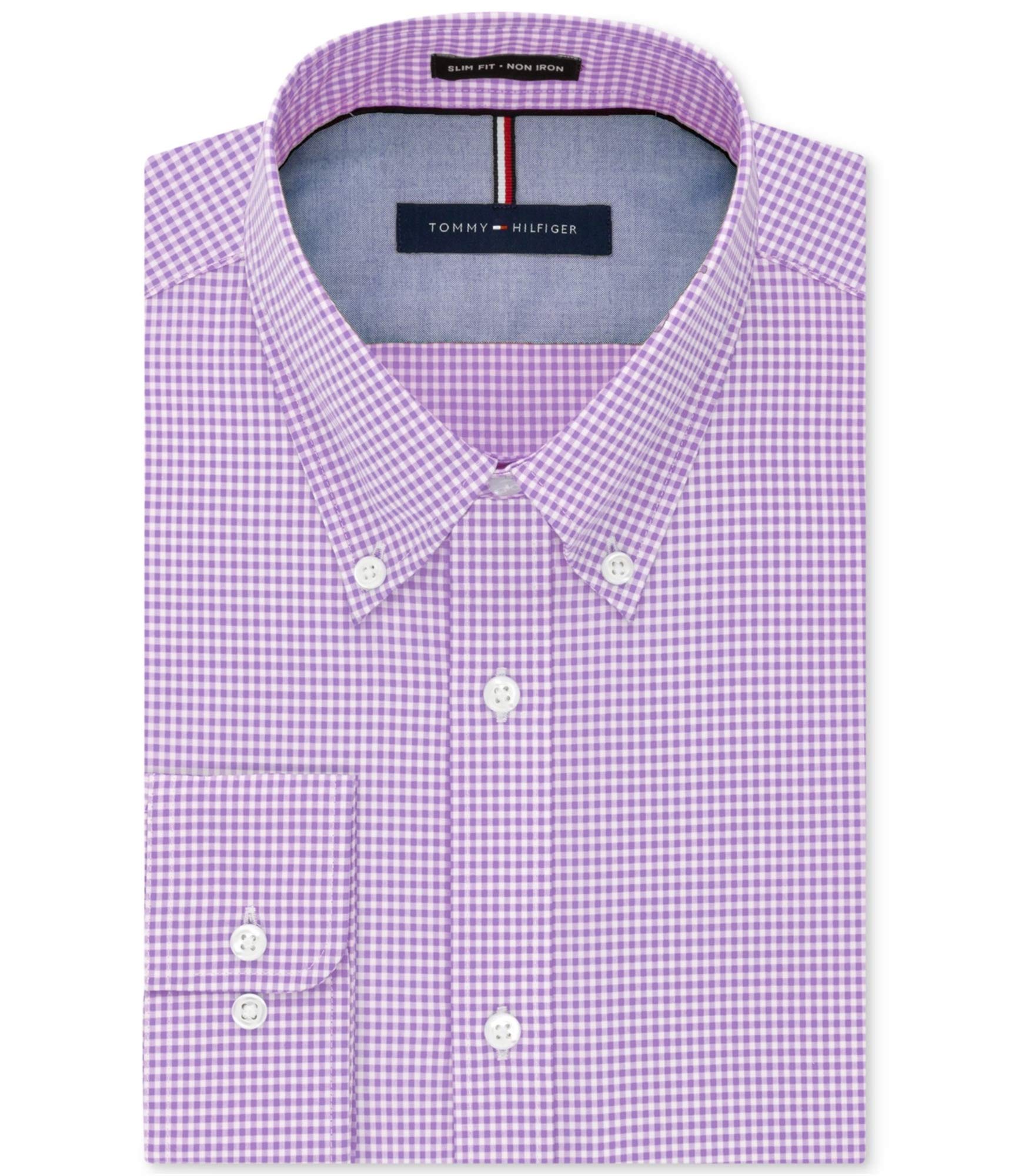Men's Slim Fit Non Iron Gingham Dress Shirt