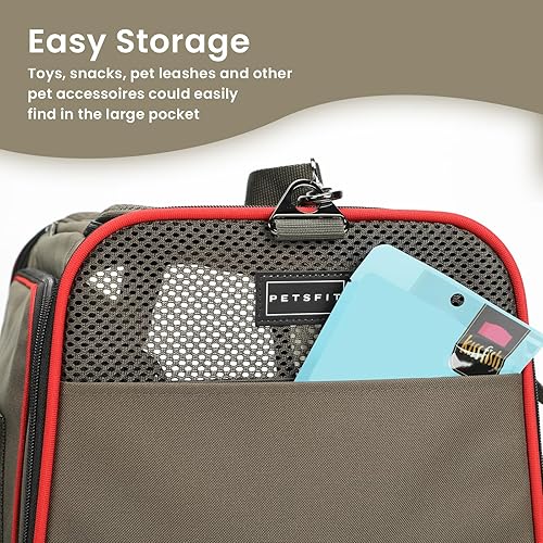 Vista 81 de Petsfit transportador de perros expandible para viajes con colchoneta de lana, aprobado por la mayoría de las aerolíneas, transportador de mascotas
