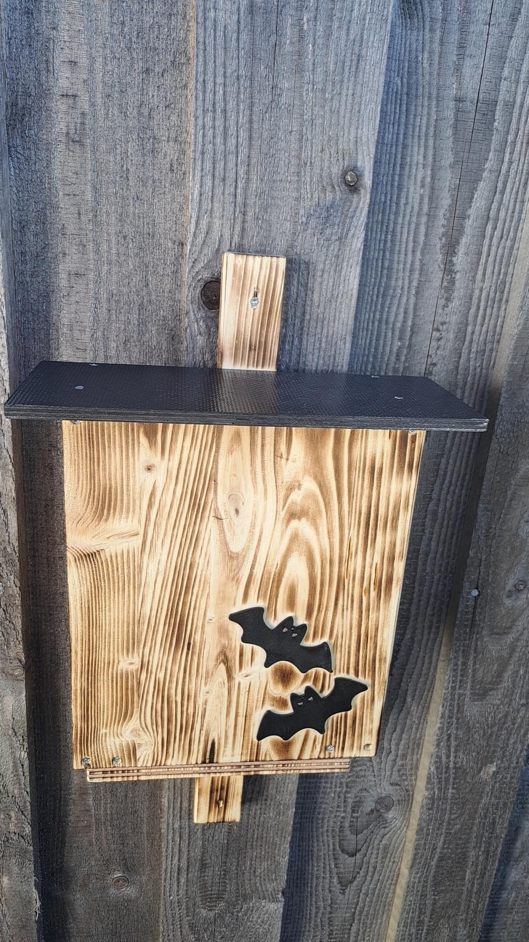 Fledermauskasten Fledermausflachkaste Flachkasten Fledermaushaus Fledermaushütte Fledermaus Kobel Fledermausbau edel geflammt aus massiven Fichtenholz (FG)