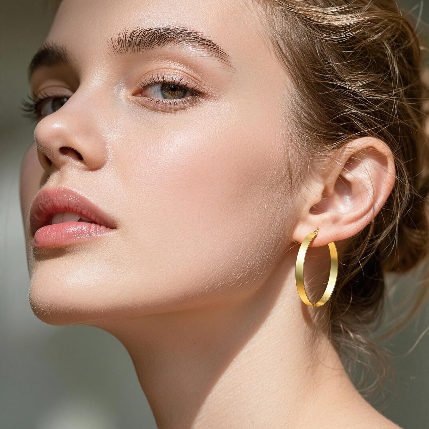 Large Hoop Earrings for Women Chunky Gold Hoops Silver Hoop Earrings Lightweight Big Oval Hoops Gold Plated Silver Plated Jewelry Gifts - Image 3