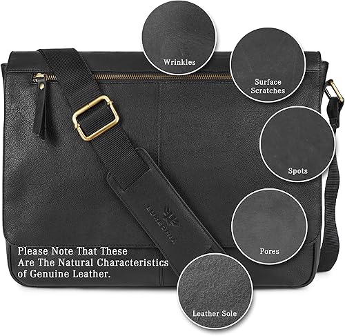 Miniatura 8 de LUXEORIA Leather Messenger Bag for Men & Women, Over the Shoulder Bag for Women Crossbody & Mens Briefcase Office Bag