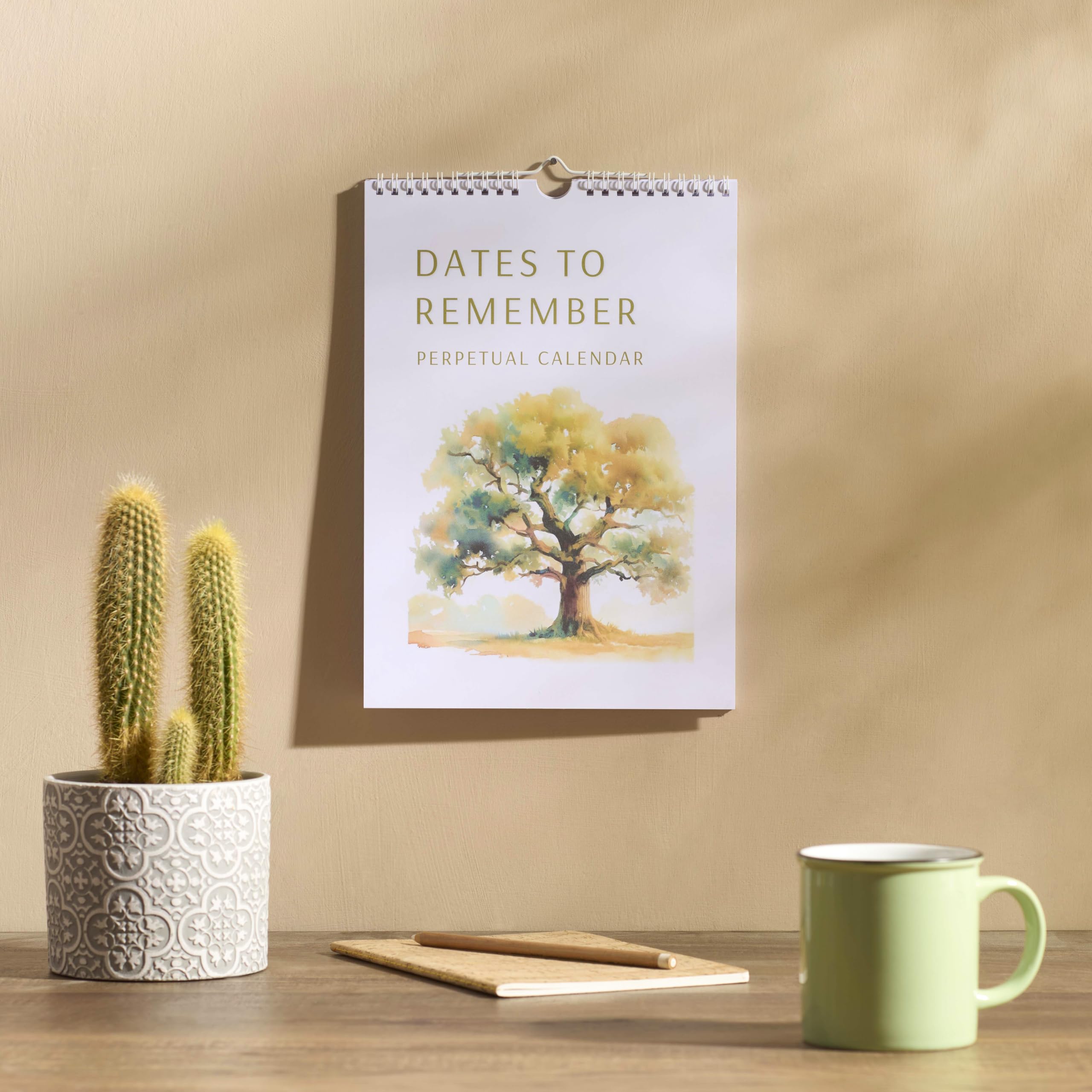 Duzefolio Dates to Remember Perpetual Calendar, A4 Size, Tree and Woodland Theme, 300gsm FSC Paper, Ring Bound, 21 x 30cm, White - Image 2
