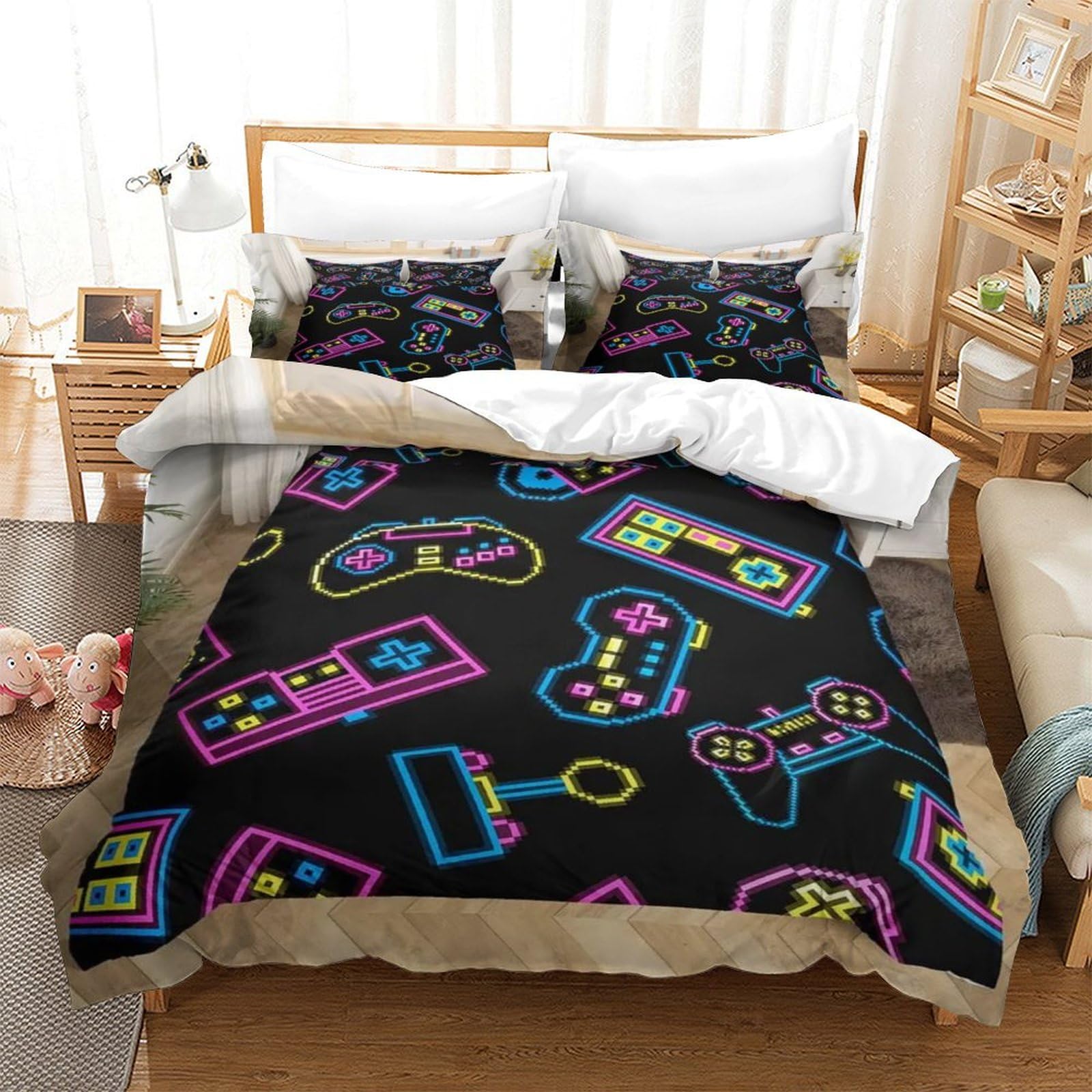 Parure de lit gamer respirante en microfibre douce pour éviter la chaleur nocturne des ados