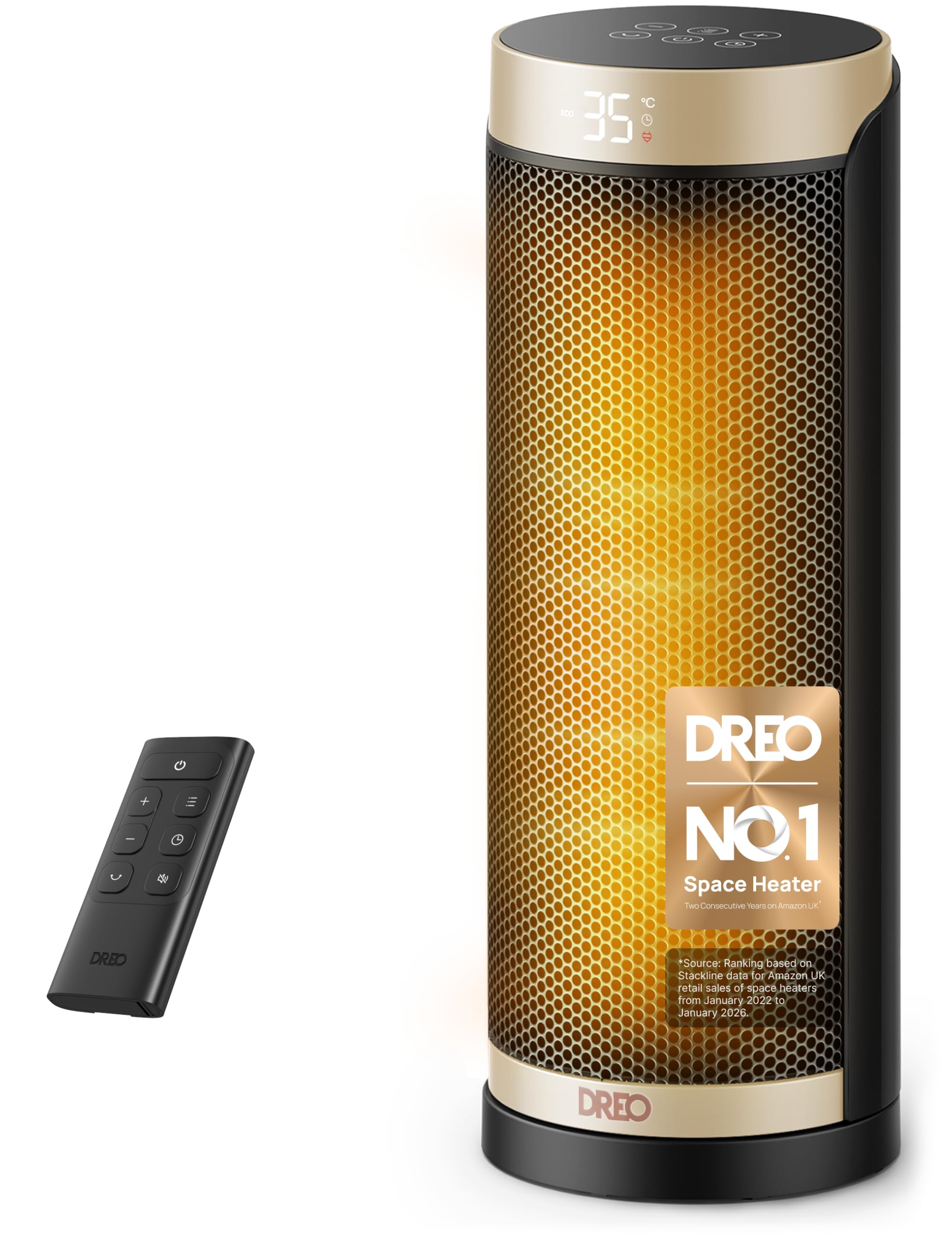 Dreo 2000W Space Heater for Bedroom, 16 Inch Portable Heaters with 70°Oscillation, Electric Heater, with Thermostat & Remote, 3-Mode 3-Speed, 12H Timer for Office Home