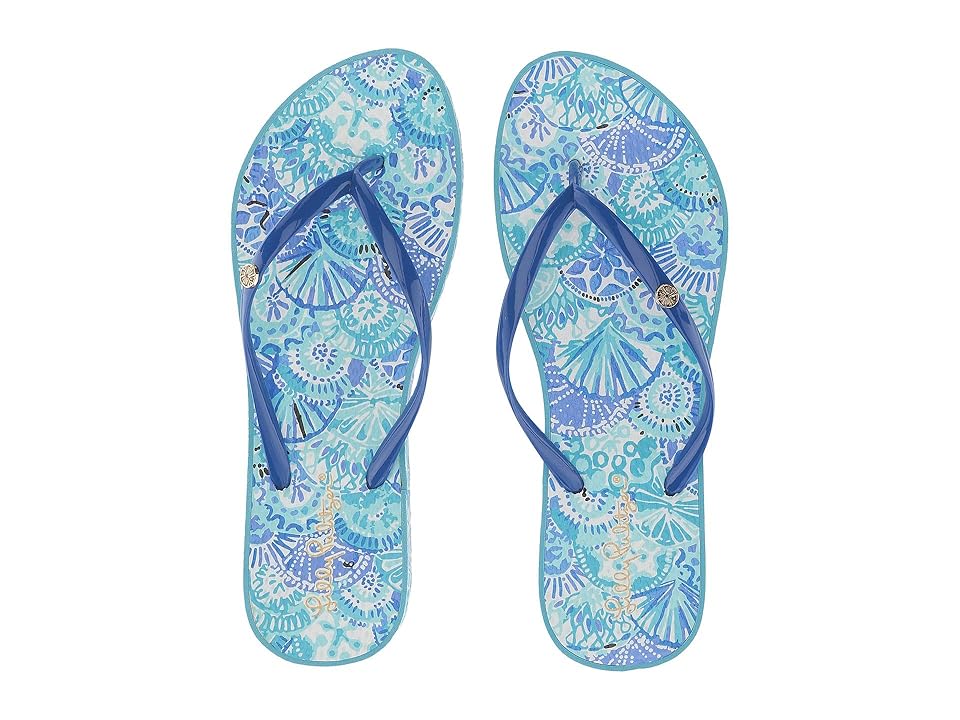 

Lilly Pulitzer Pool Flip-Flop (Turquoise Oasis Half Shell) Women's Sandals, Multi