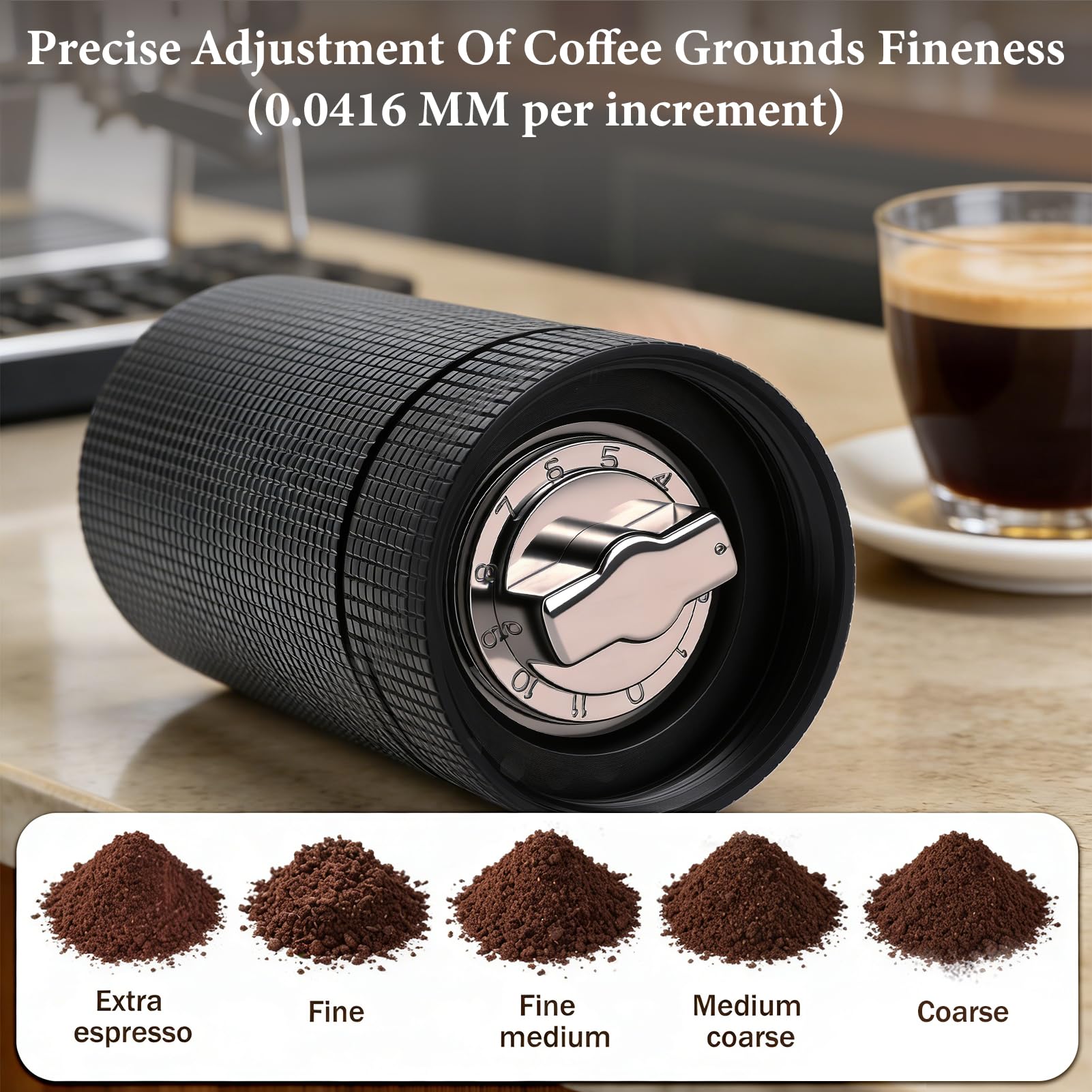 Macinacaffè manuale leggero, capacità 20 g, manuale con precisione in acciaio inox, macinacaffè italiano con manico in legno per moca, French Press, Drip con