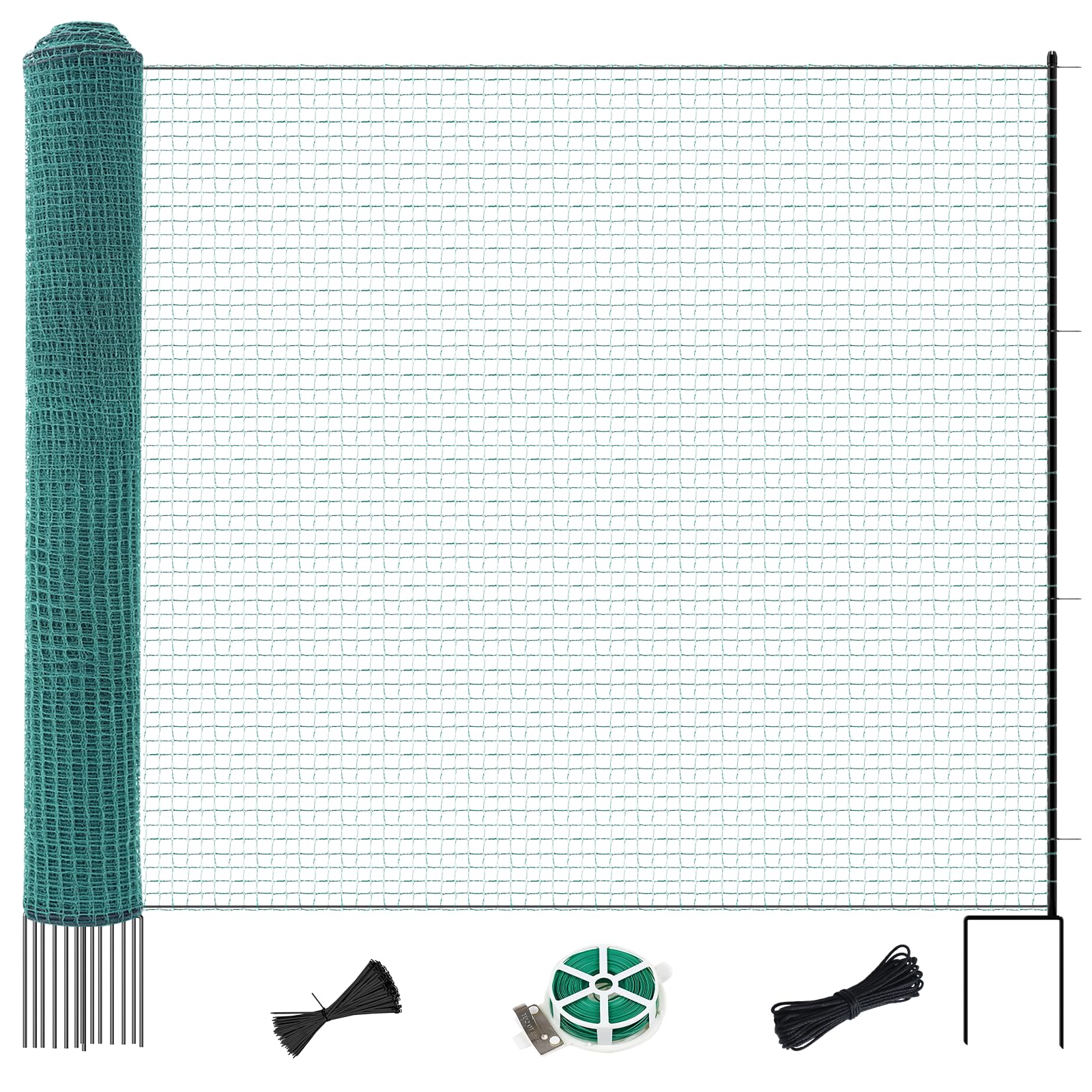 SUNYRISY Hühnerzaun Geflügelnetz Gartenzaun, 30m L x 100cm H Maschendrahtzaun Mobiler Hundezaun Camping Weidezaun Steckzaun Begrenzungszaun Zchafzaun Fence für Garten, Nylon Material