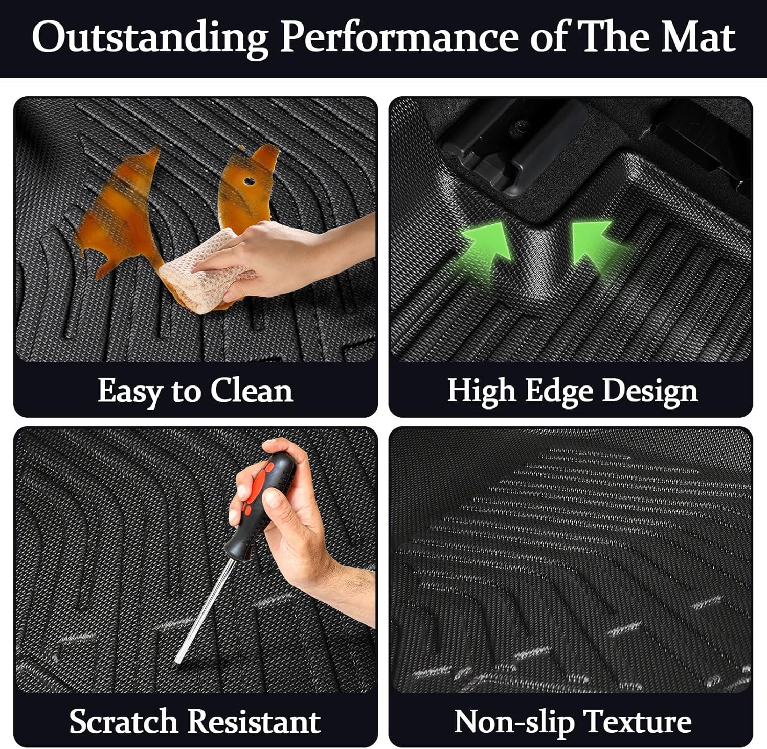 Car Floor Mats Fits for 2025 Ford Expedition MAX 8 Seats TPE Full Set All Weather Protection Anti-Slip with Cargo Trunk Mat 2nd Row & 3rd Row Backrest Automotive Expedition Accessories - Image 3