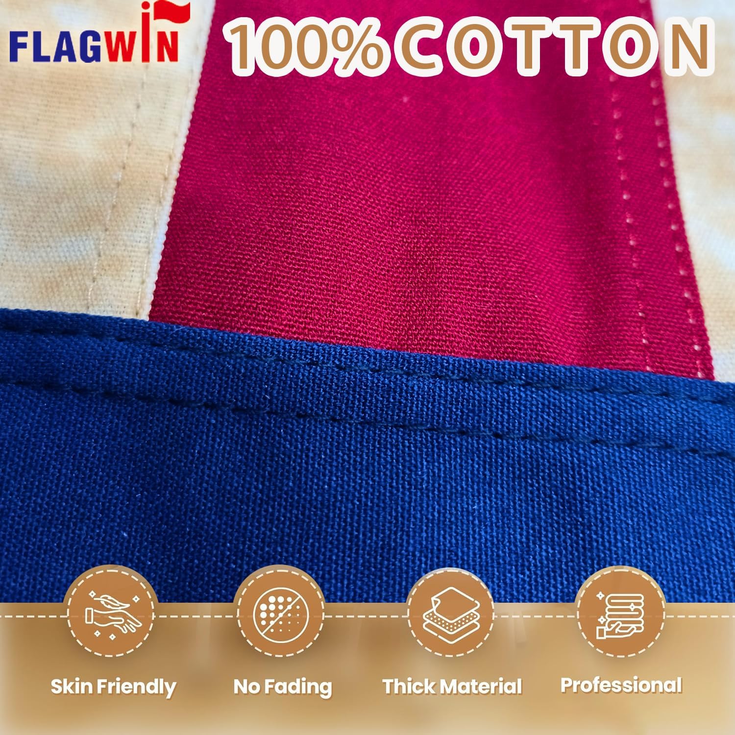 FLAGWIN Betsy Ross Flag 3x5 Ft 100% Cotton Heavy Duty, 250th Anniversary Vintage Embroidered 13 Star American Flag for Outside, Antique USA 13 Colonies Banner Patriotic Decor 4th of July