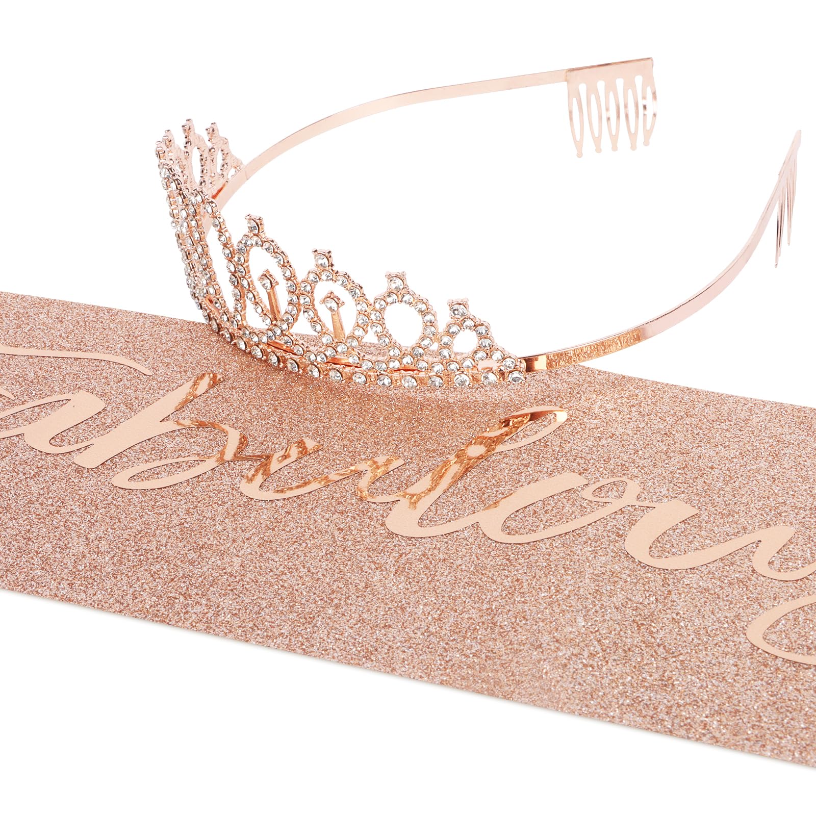 Suithink - Tiara e fascia per il 21° compleanno, 21 favolose fasce in raso glitterate e diadema di cristallo per il compleanno delle donne, decorazioni per il ventunesimo compleanno