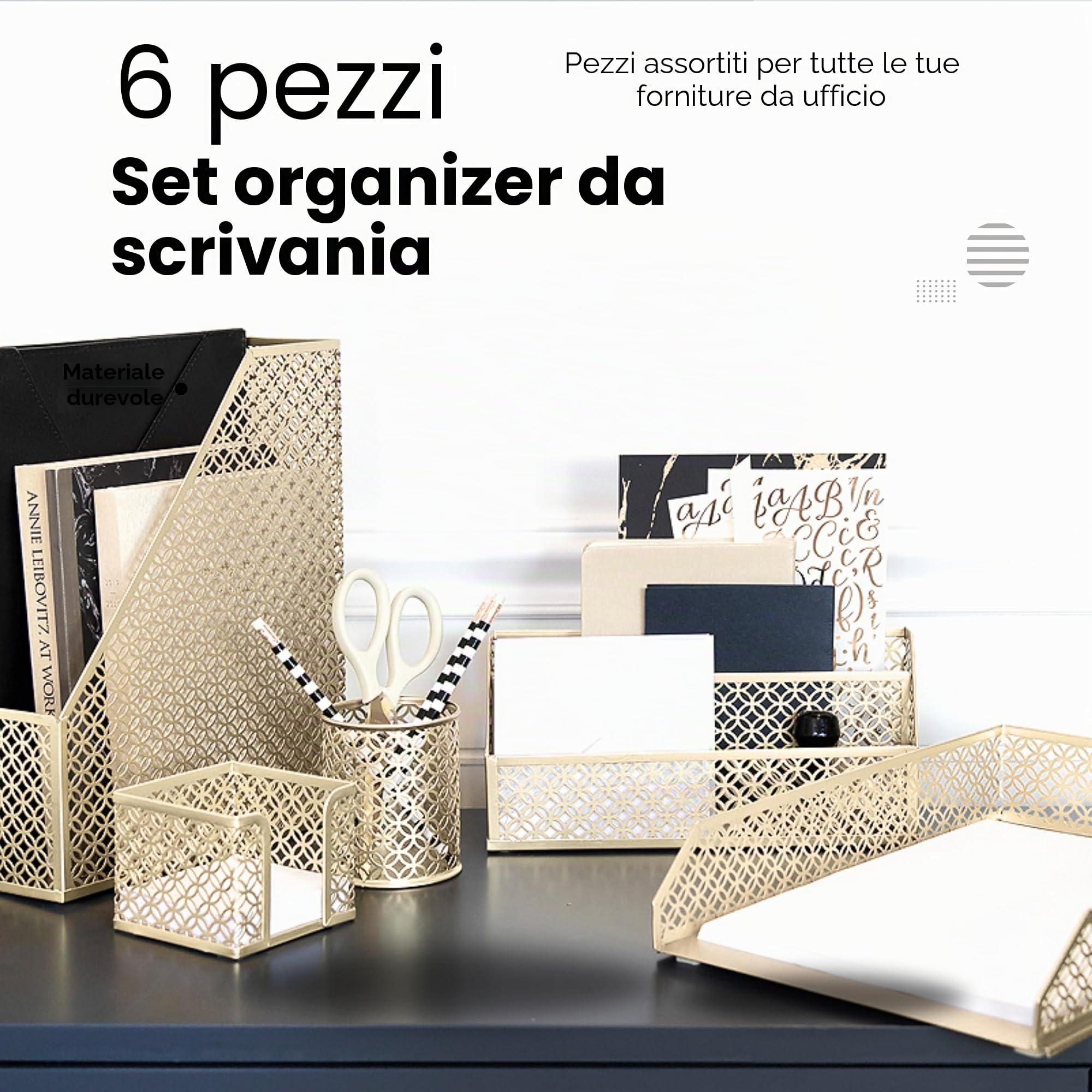 BLU MONACO - Set da scrivania, 3 pezzi 5 Piece Oro
