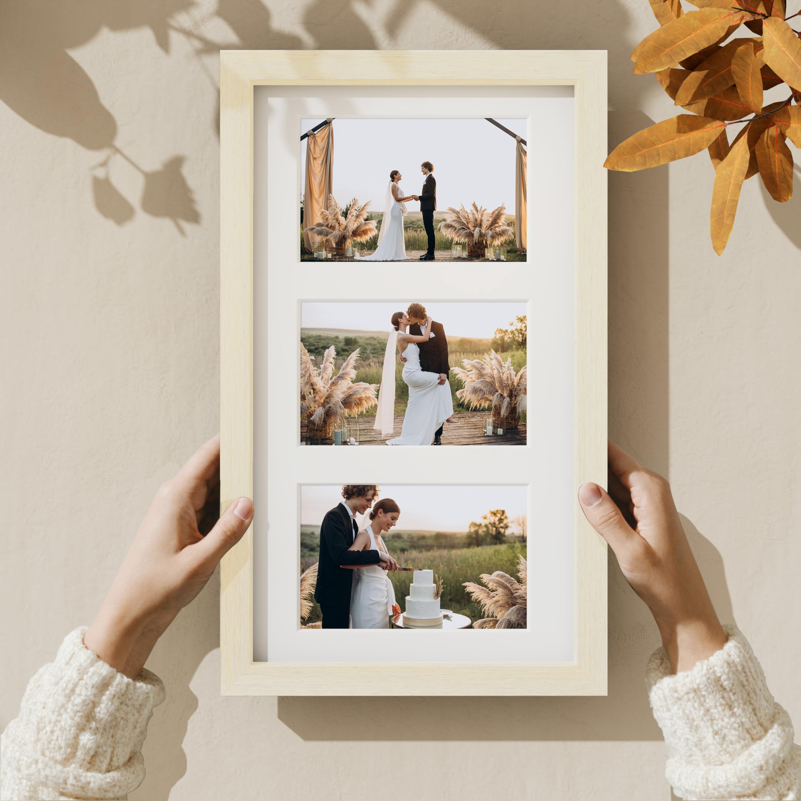 JCJMY 8x16 Collage Picture Frame Set Of 3 - Holds Three 4x6 Photos Or One 8x16 Picture, Black - View #12