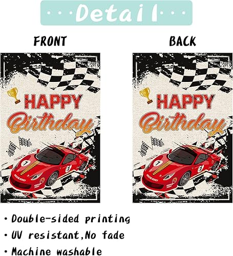 Miniatura 3 de Bandera de jardín de feliz cumpleaños, arpillera vertical de doble cara, fiesta de cumpleaños para niños y niñas, decoración al aire libre para