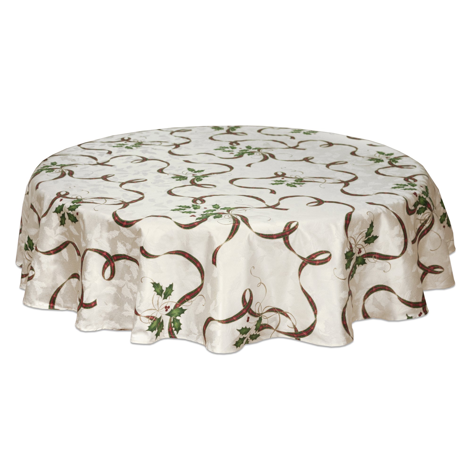 Lenox 7276070RNDMLT Holiday Nouveau Ribbon 70-Inch Round Tablecloth, White