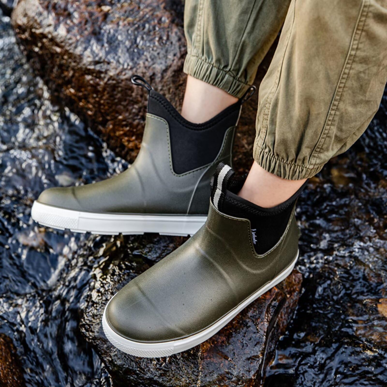 Botas de Agua Hombre Impermeables para Invierno Botas de Trabajo y Botines Antideslizantes Zapatos LluviaImpermeables Abrigados para Senderismo Jardinería Pesca