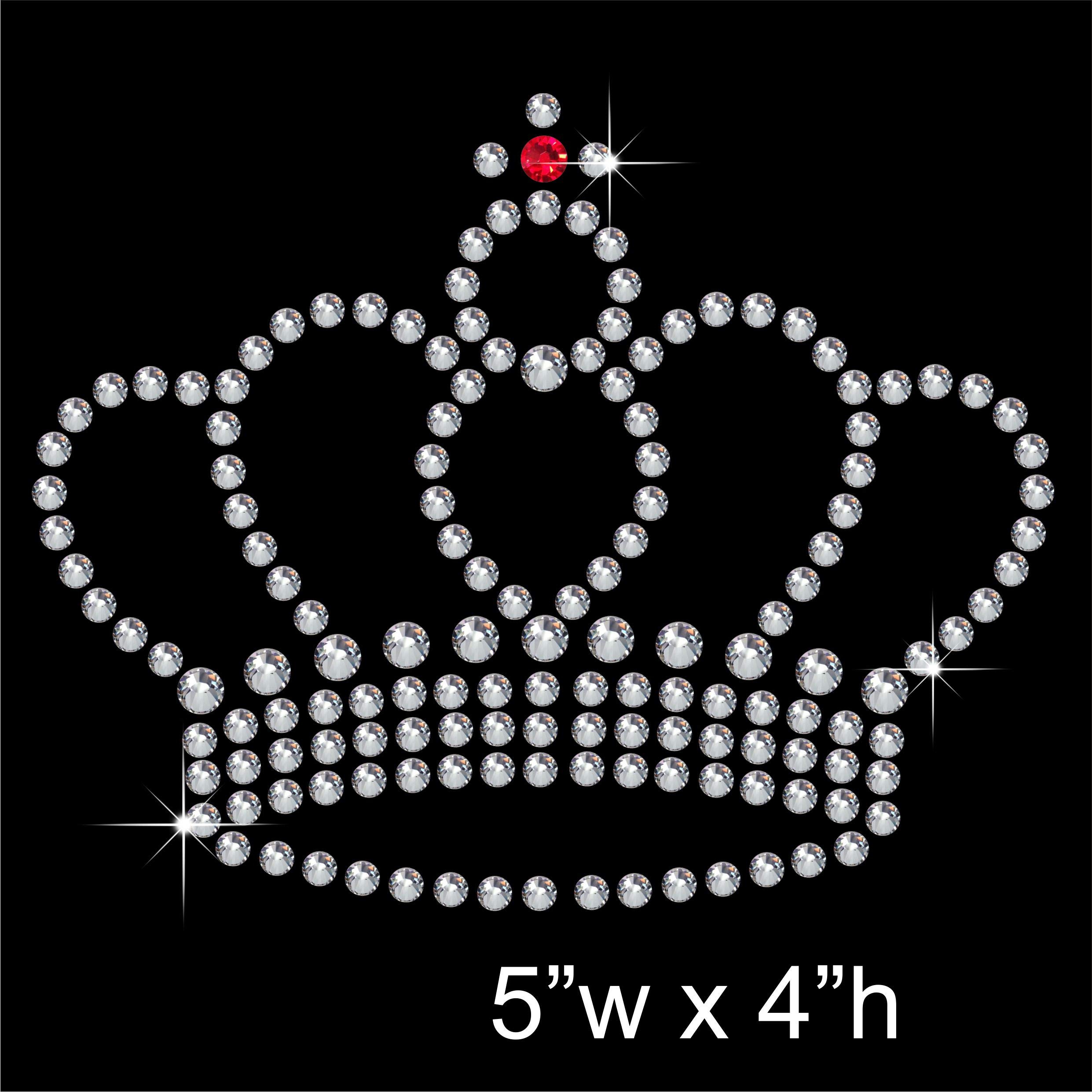 TShirt Showroom Crown Tiara 5 x 4 inch Hotfix Rhinestone Diamante Iron on Transfer Motif Applique