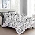 Floral Queen Comforter Set, 7 Piece Bed in a Bag Queen Size Blue Flowers on White Botanical Bedding Set, Soft Microfiber Bedding Comforter Sets with Sheets for All Season